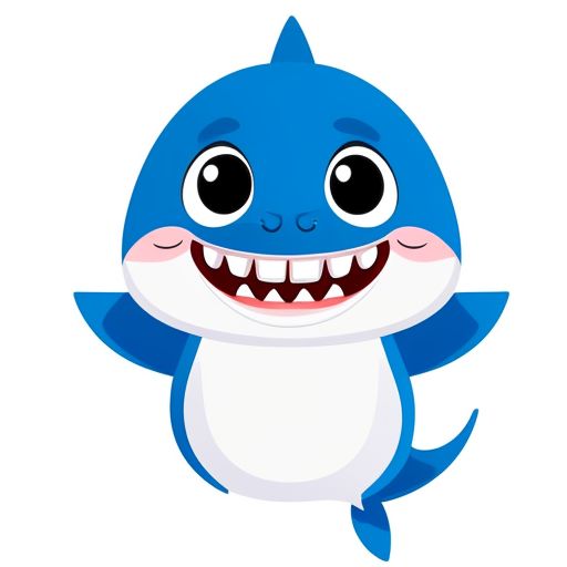 oizi: A cute little sky blue smiling baby shark character.