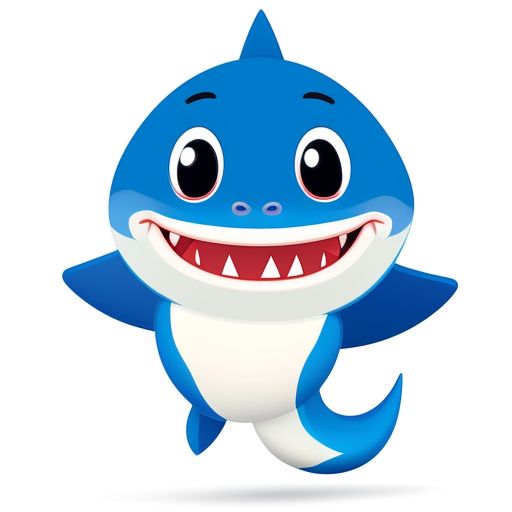 oizi: A cute little sky blue smiling baby shark character.