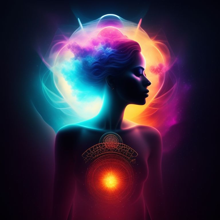 MShare: Woman full body, 7 chakras, spiritual, silhouette