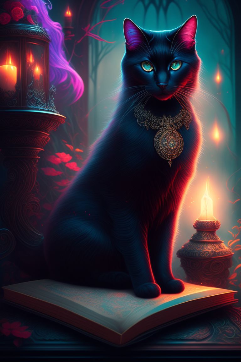 Mystical Cat Journal  Gothic Black Cat Celestial Cat Lined