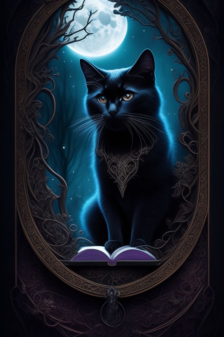Moon cat journal Spell Book of shadows Black cat celestial - Inspire Uplift