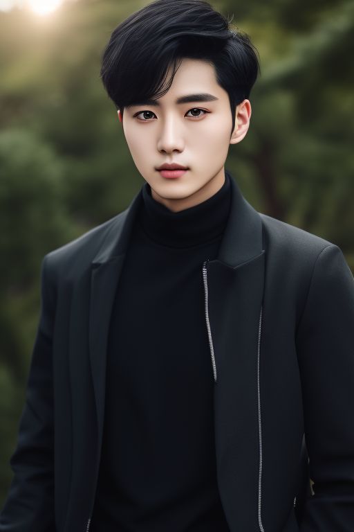 weak-fox810: Korean male with black hair and green eyes