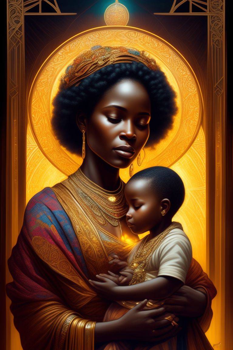 african mother and child paintings