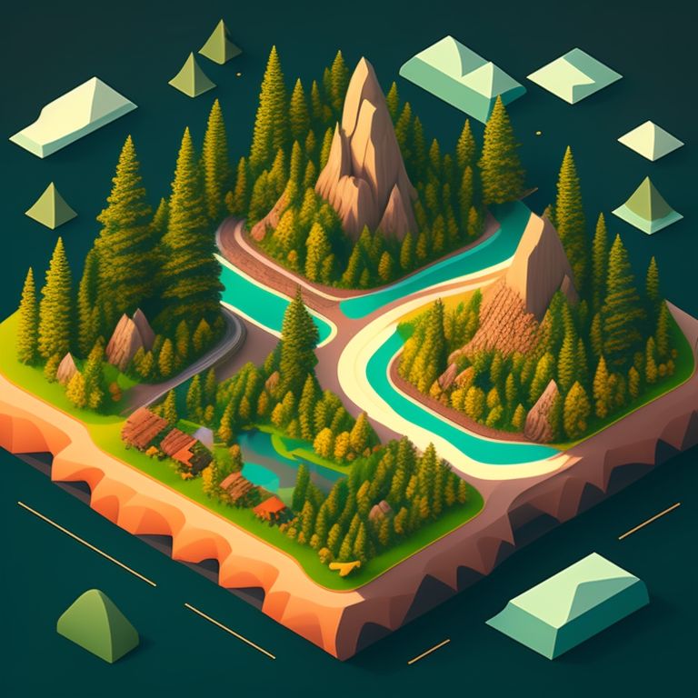 great-lemur621: isometric, forest, moutains, daylight, incredibly ...