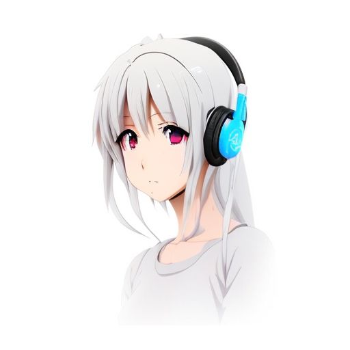 anime girl render headphones