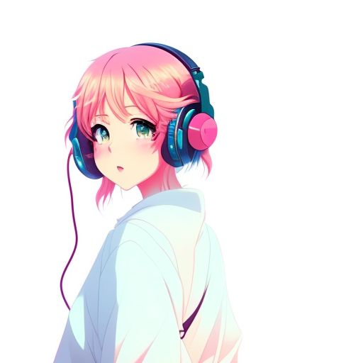 weak-caribou574: a girl [anime-style] using headphones, listenning lo-fi  music, picture for profile.