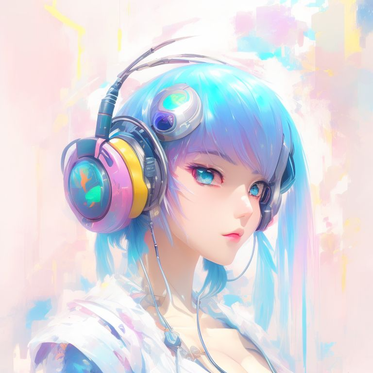 weak-caribou574: a girl [anime-style] using headphones, listenning lo-fi  music, picture for profile.