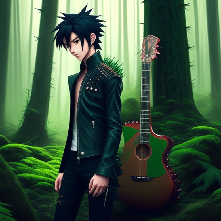 Black Green Gradiant Anime Rockstar Hair