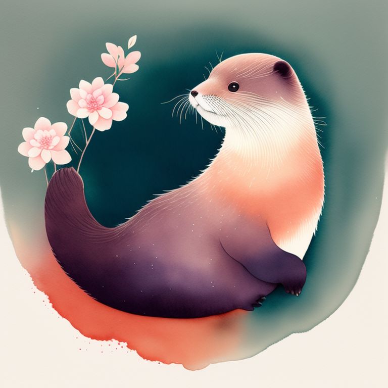 blaring-boar611: Japanese style otter in sakura outfit