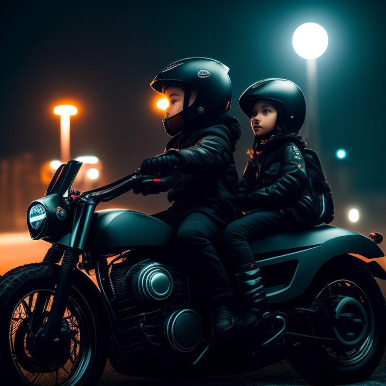 Boy and girl on motorbike sale