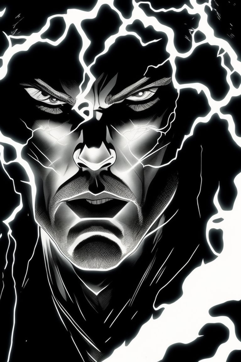 Coelllho zeus, lightning in the eyes, epic image, lightning in the