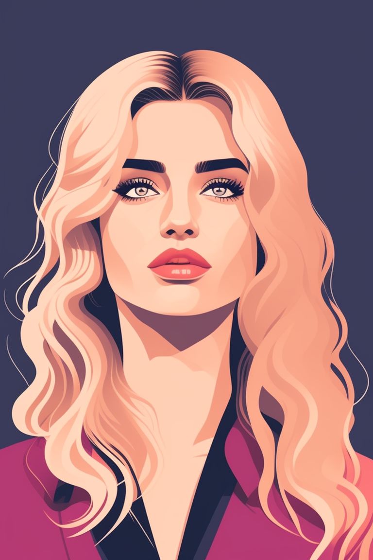 Vector illustration, Flat illustration, Illustration, simple, Minimalist, woman with blonde curly hair, Fear is evident on the woman's face, Digital art, Sharp focus, Stylized, Flat colors, Sharp, Fine details, New Yorker, Clean, Cel shaded, Shaded, Trending on Artstation, Popular on Dribbble, Cozy wallpaper, Pastel colors
