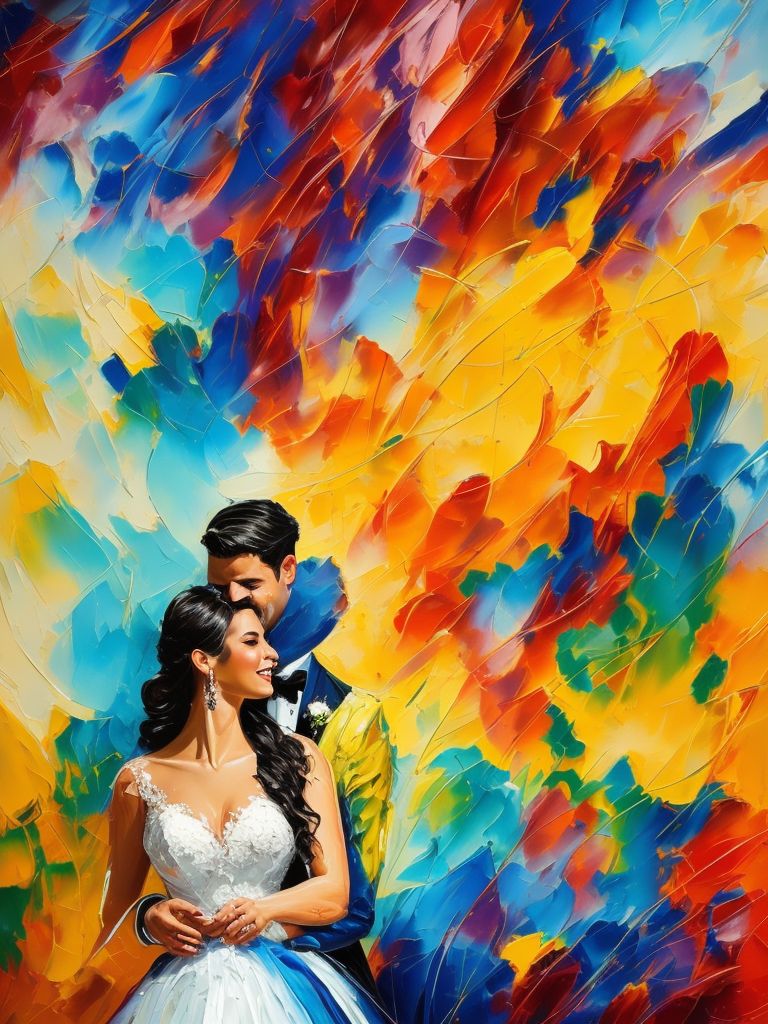 fussygull841 young couple in love getting married with difuses faces, the man dressed in a