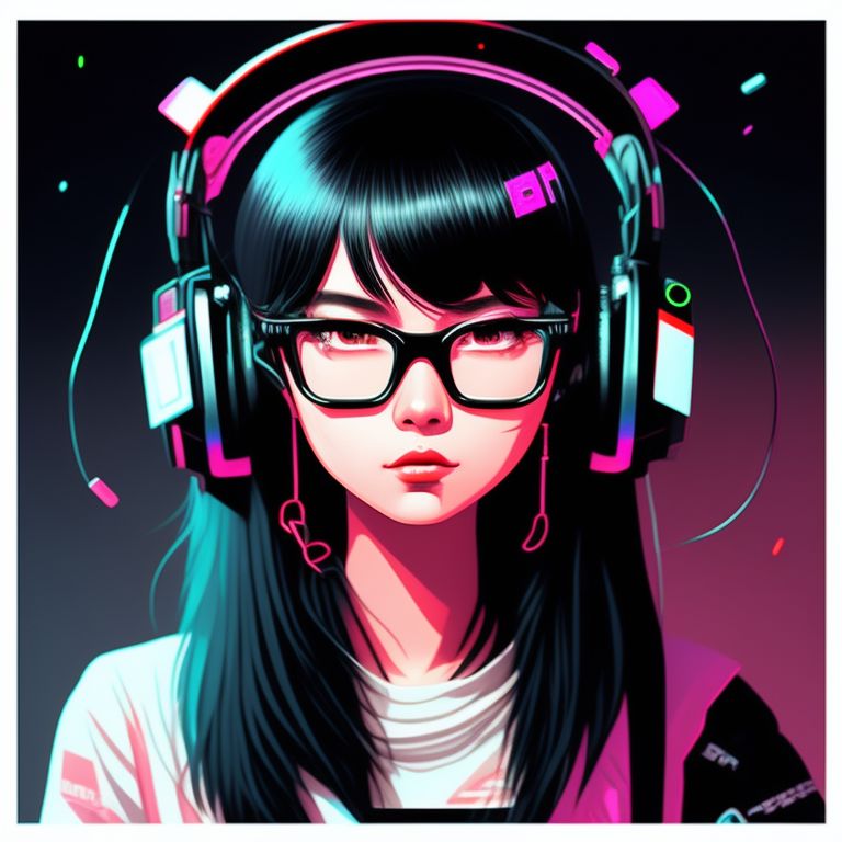 Mama_Mi_725: cyberpunk girl, black semi surly hair, round Asian eyes ...