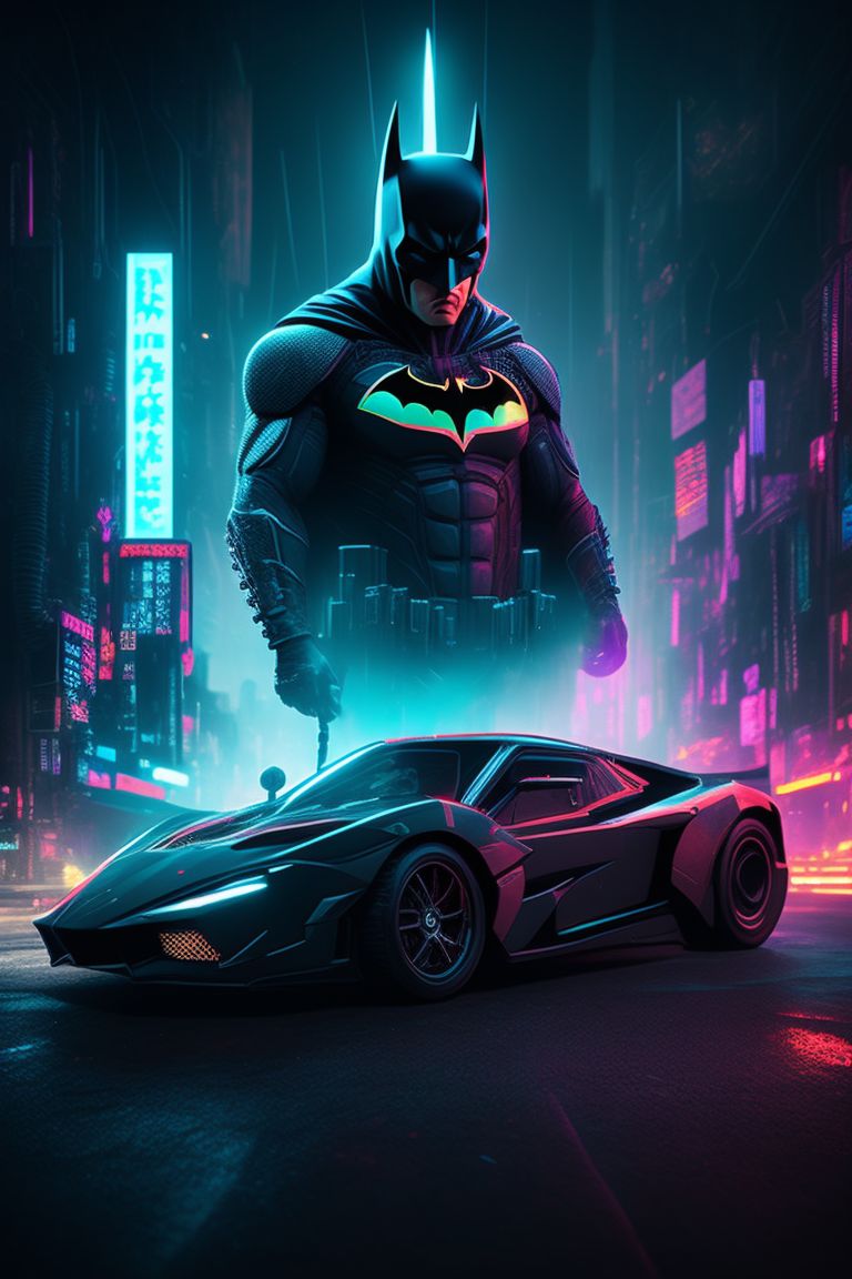 Batman Wallpaper 4K, Cyberpunk, Batmobile, Neon