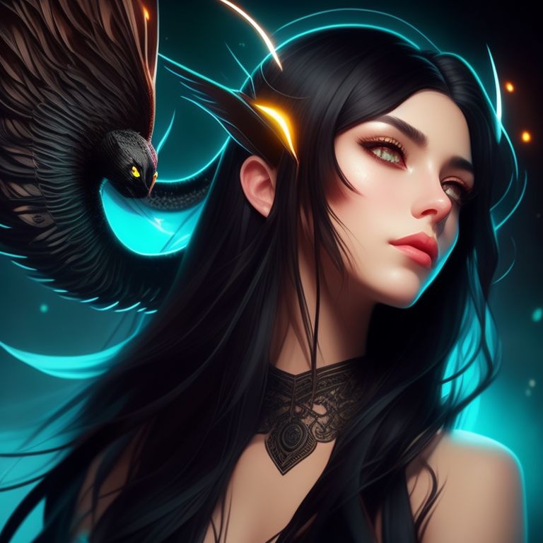 Girl With Long Black Hair Anime Bright Eyes And A Dark Backgrounds