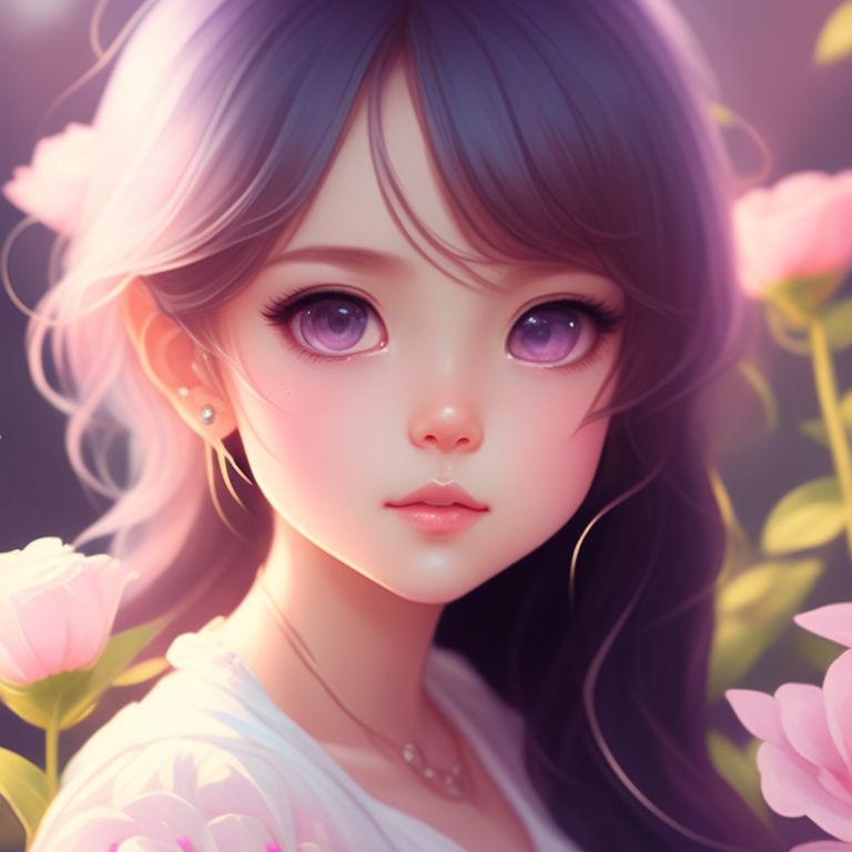 Happy Anime Girl Hyper Realistic Illustration Cartoon Kawaii Chibi