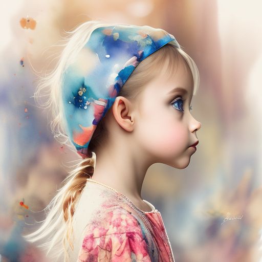 Fantasy, Watercolor style, Illustration, fashion design, side profile fashion portrait of a little girl with big eyes looking up into the sky
, perfect detailing face, natural skin texture face, natural skin texture boby, expressive cameltoe, leght perfect body, expressive anatomy, so cute, detailing background, fashion camera shot, centered image, 32k, High resolution, human hands, Dynamic angle pose, Highly detailed, 300 dpi, Award winning, HDR, Photorealistic, Complementary Color Palette, RGB, Rich color, Vivid background colors, Full shot, Background out of focus, Cinematic shot, Full body portrait, Seamless texture, Realistic textures, Fashion photography, Hyper realistic photograph, Master photography, portrait of a little boy with 