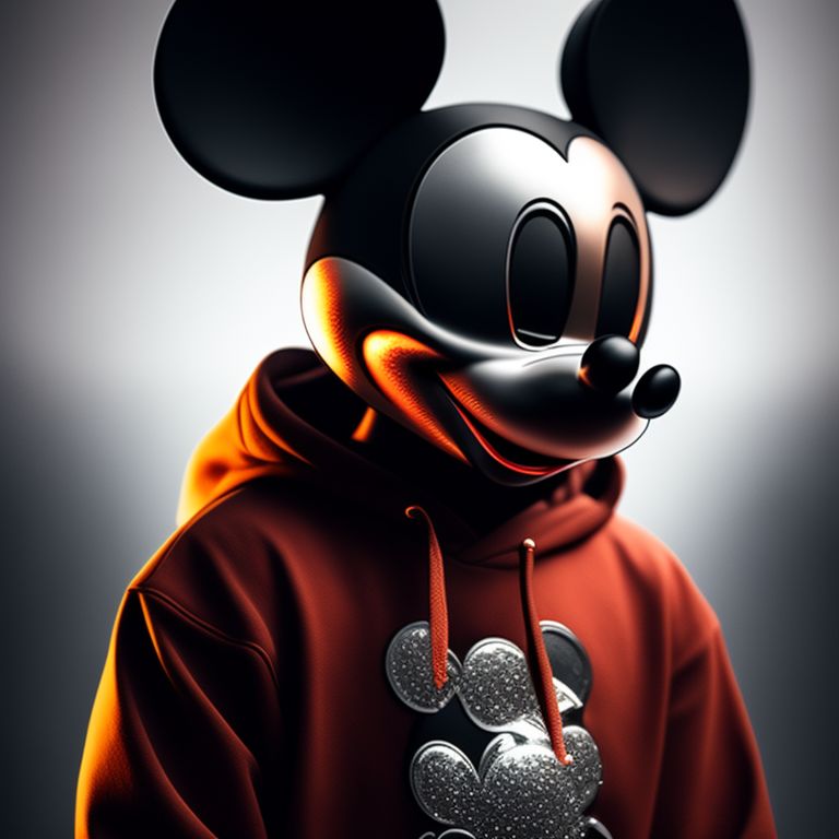 cuddly-finch294: mickey mouse smoking wearing hoodie while crouching