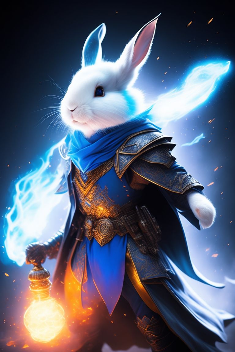 able-mink85: White Rabbit Wizard, Casting Blue Fireball