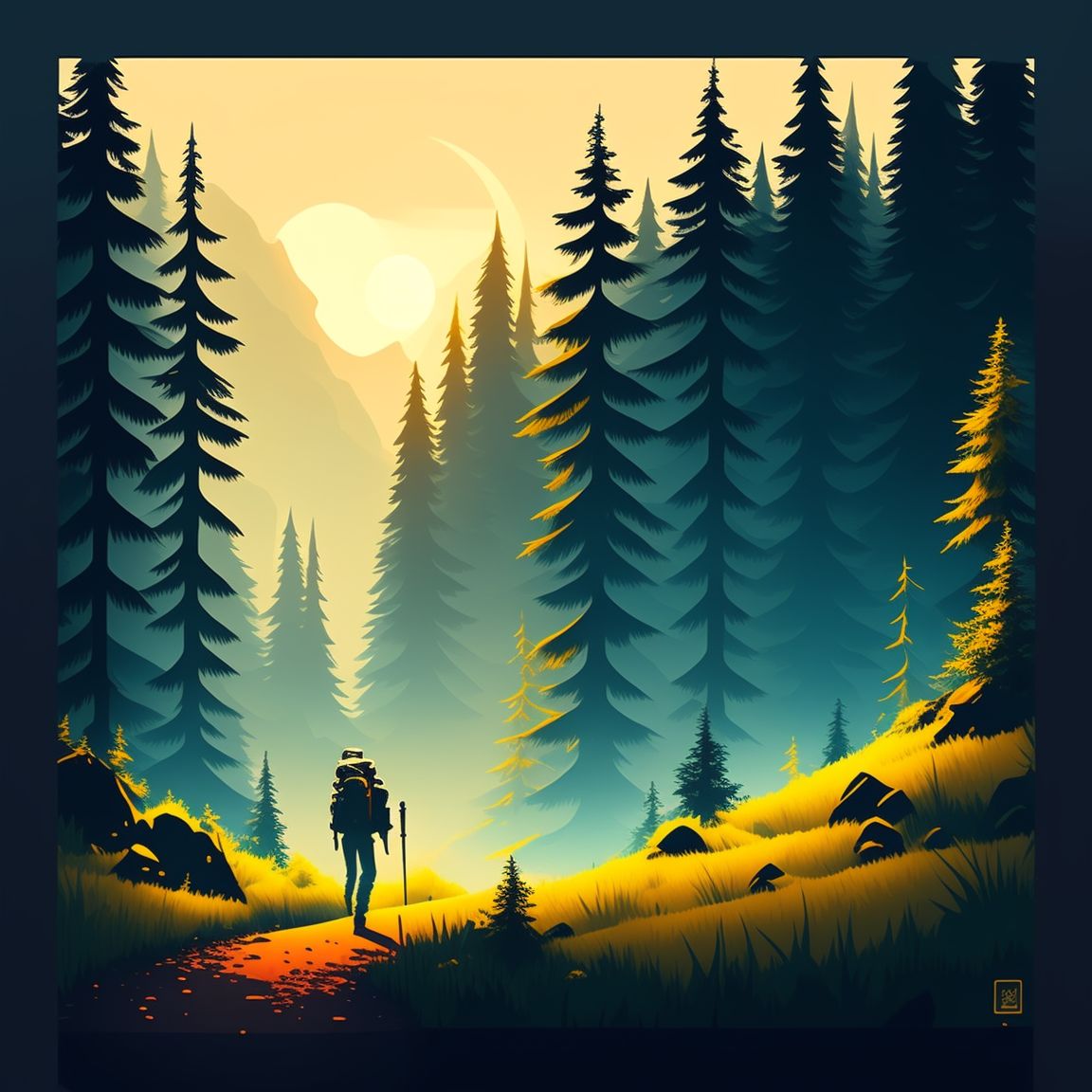 ArtStation - Minimal forest night wallpaper