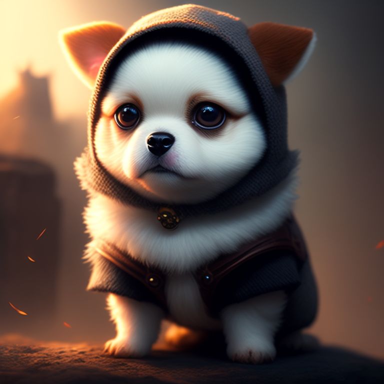valid-slug495: cute chubby dog with sheep clothes and ninja stars