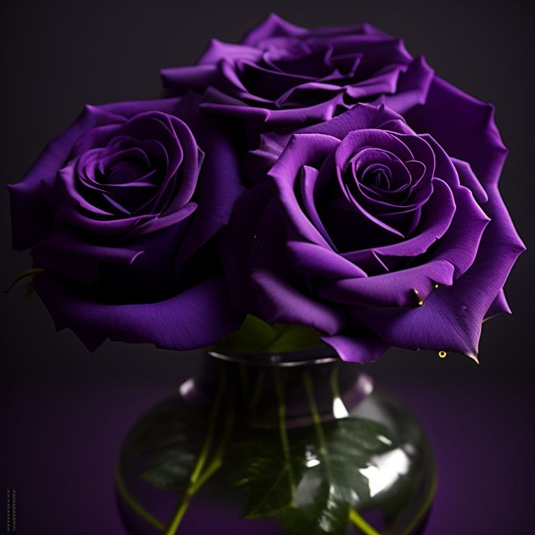 Ultra Realistic Vintage Ombre Lavender Glitter Roses with Dramatic