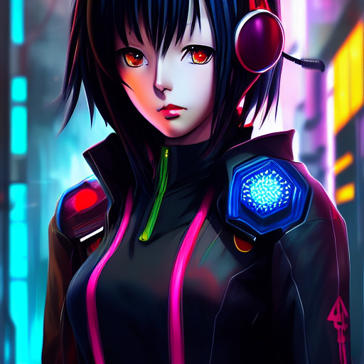 Anime-style cyberpunk girl with futuristic fashion