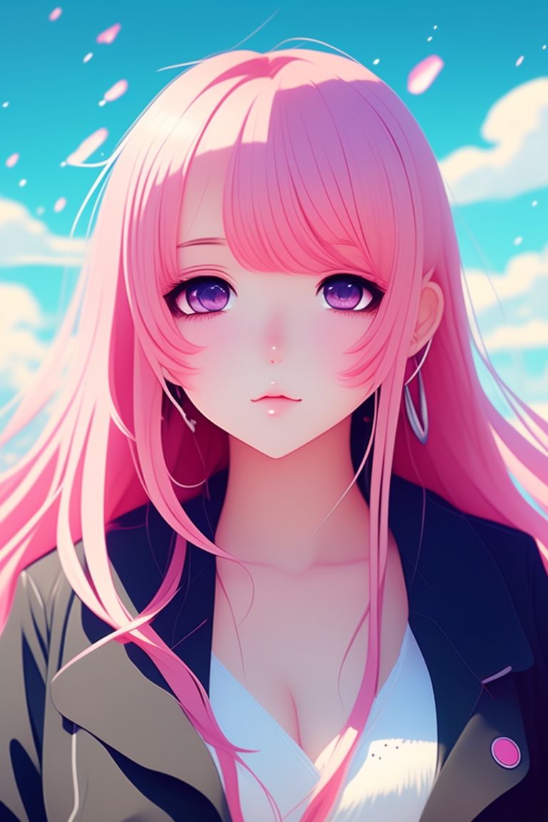 Anime Hip-Length Pink Hair