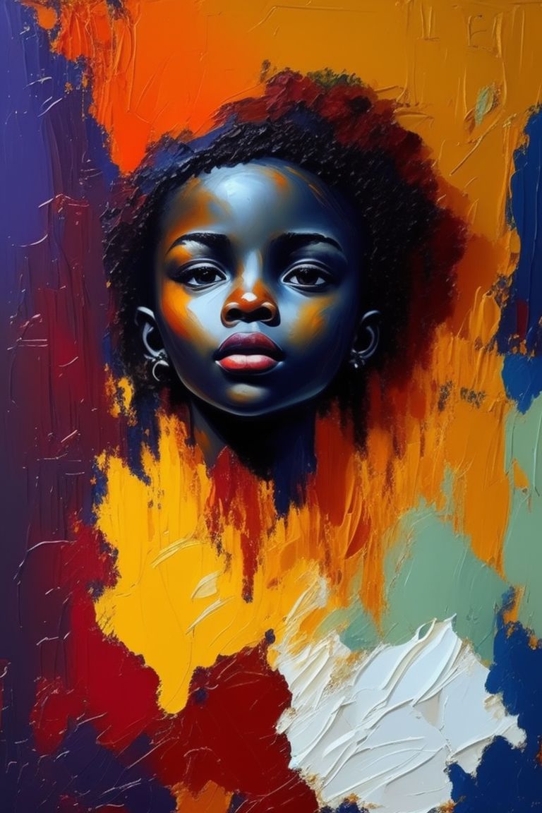 cute falcon248 Beautiful african young girl Thick realistic Oil