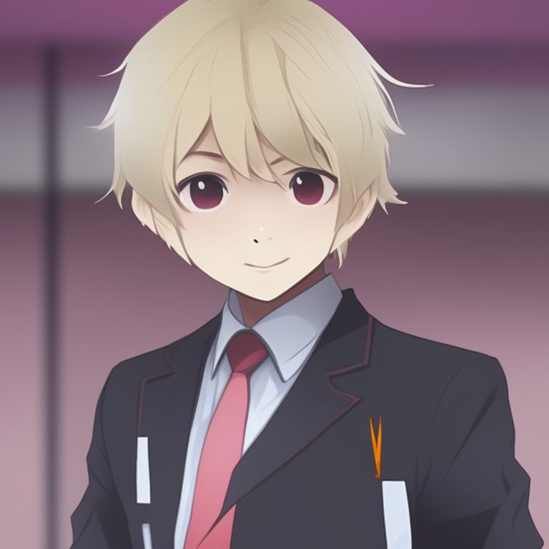 grizzledfly88 Cute Filipino Anime boy wearing school uniform, black