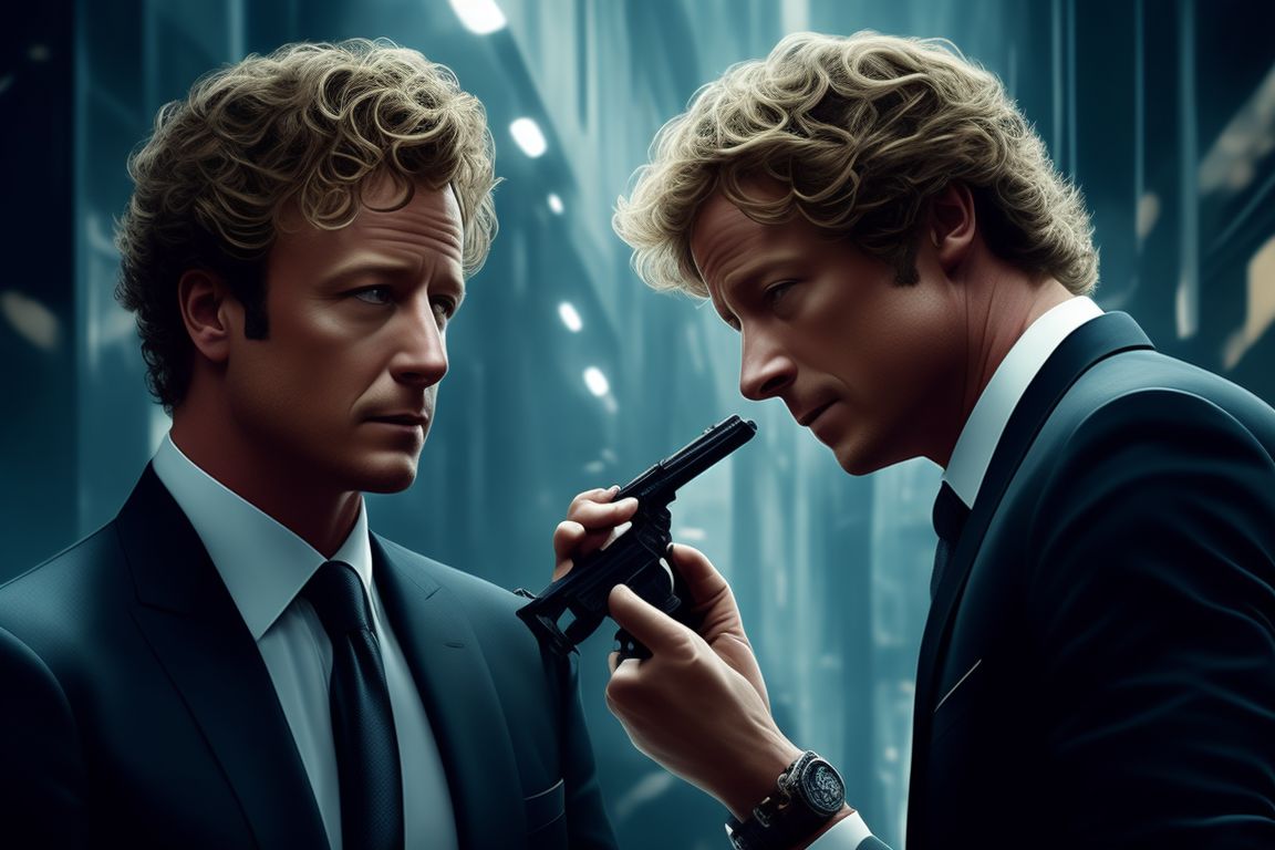 the mentalist the series, patrick jane, middle distance, Intricate, saturated, Highly detailed, Sharp focus, Artstation, Intense, Bright, contrasting, trending, illustration.