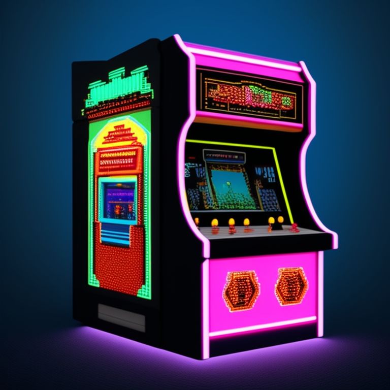 error404: create an arcade pixel art image in an 80s style that depicts ...