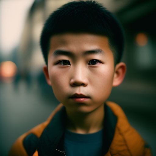 giant-seal674: A young chinese boy with a surprised expression who is with  high IQ and looks smart