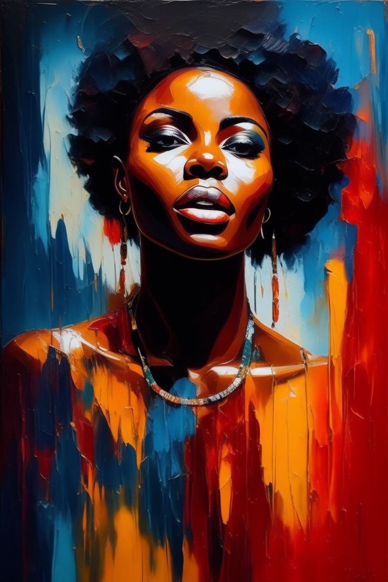 black-panda723: wild hot african woman, Impasto style, Thick abstract Oil  painting, layered paint casting shadows, abstract colors, buildup of  textured paint, thick layered impasto style, 3d effect impasto painting  style, masterpiece, thick