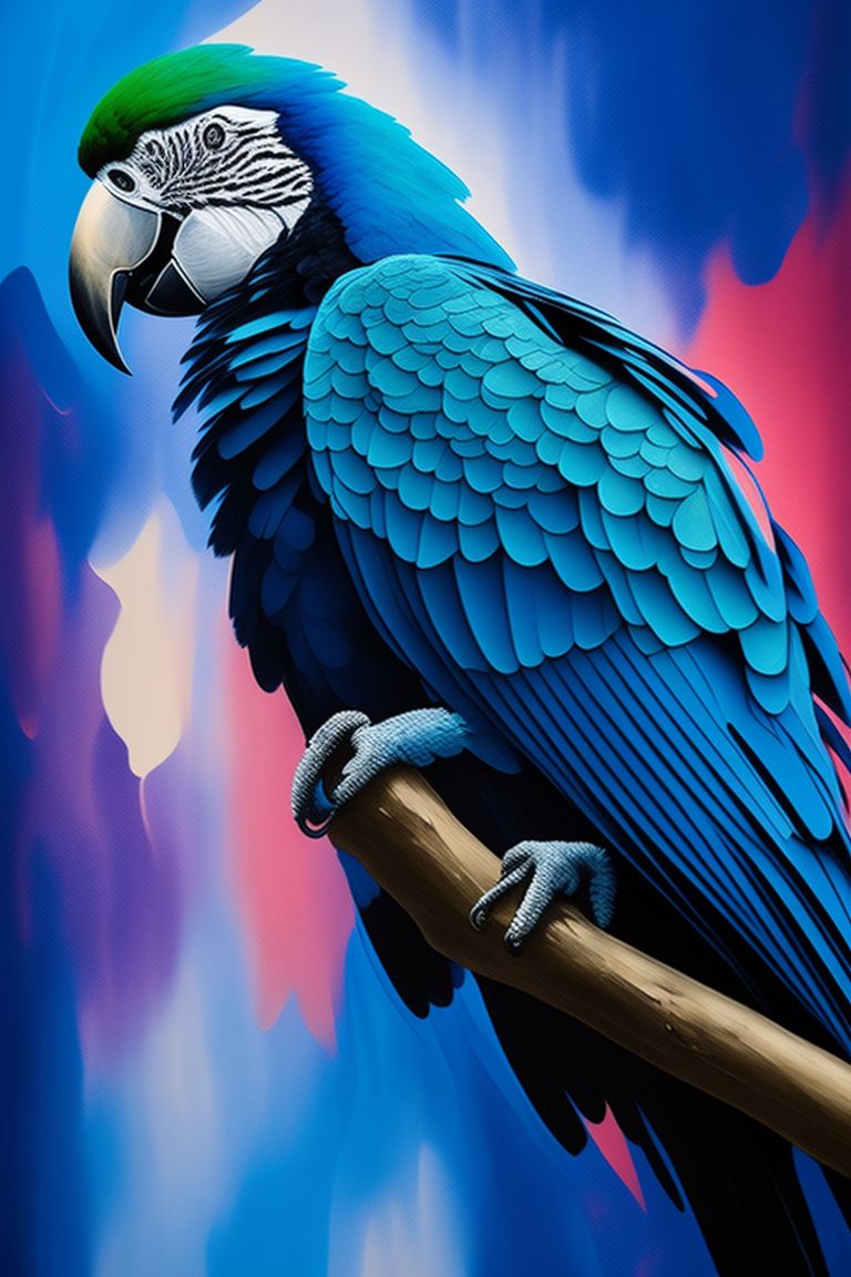 blue macaw painting