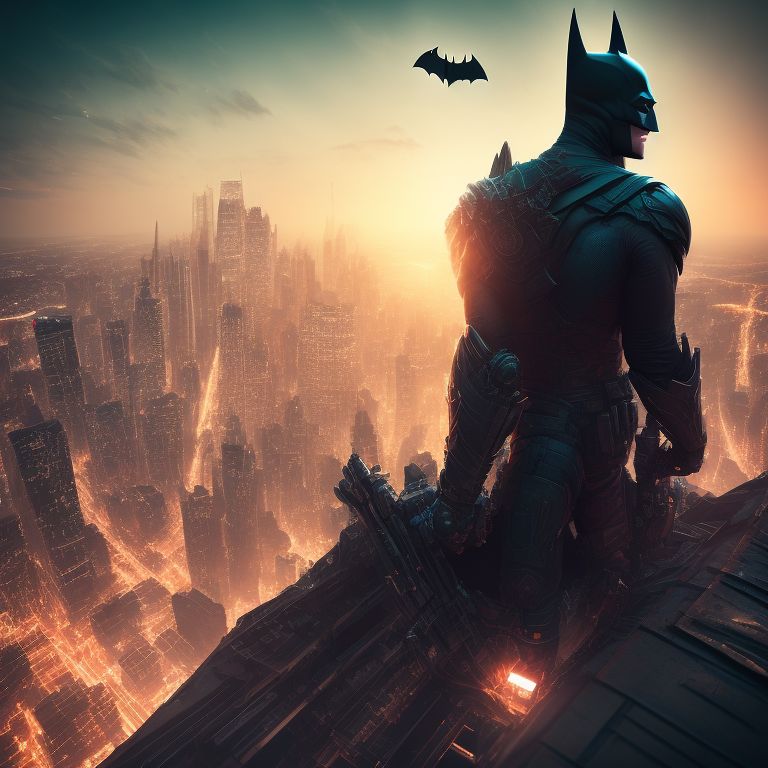 Batman, hyper-realistic, 4k, hd, photo, sunny, bokeh background, cityscape