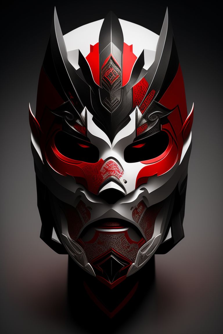 Max_Turbo: Samurai Mask: White, Red And Black