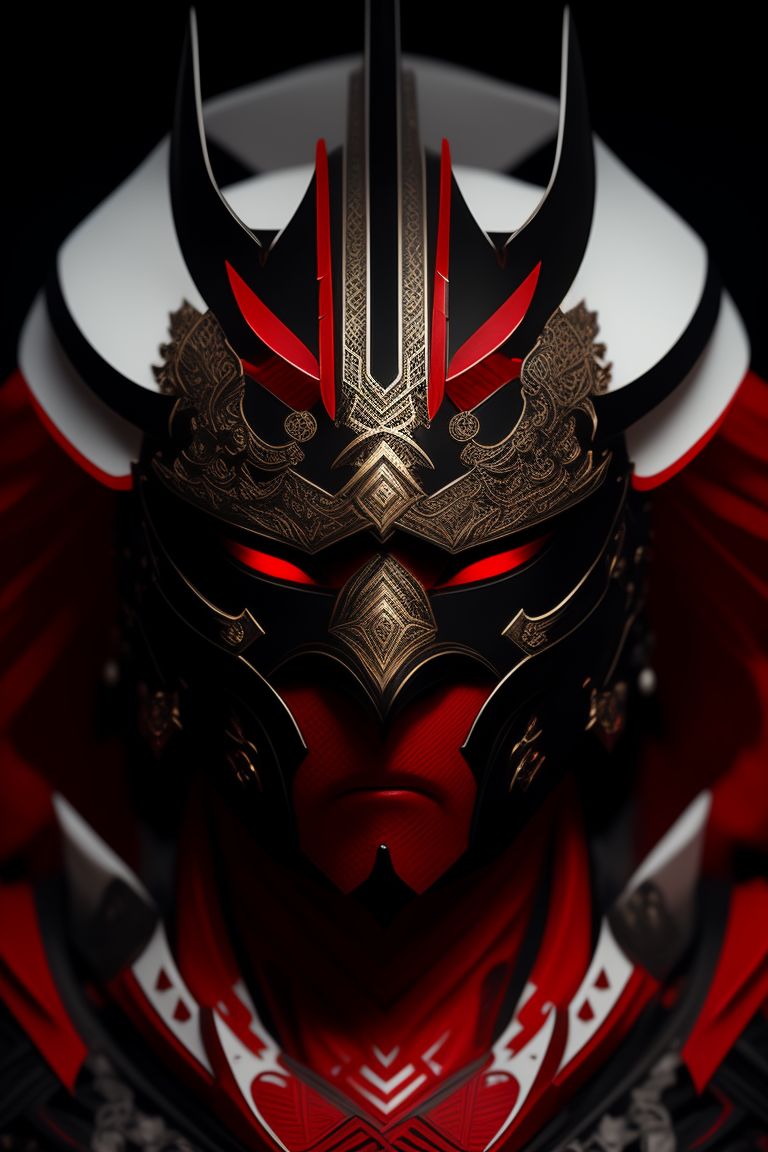 Max_Turbo: Samurai Mask: White, Red And Black