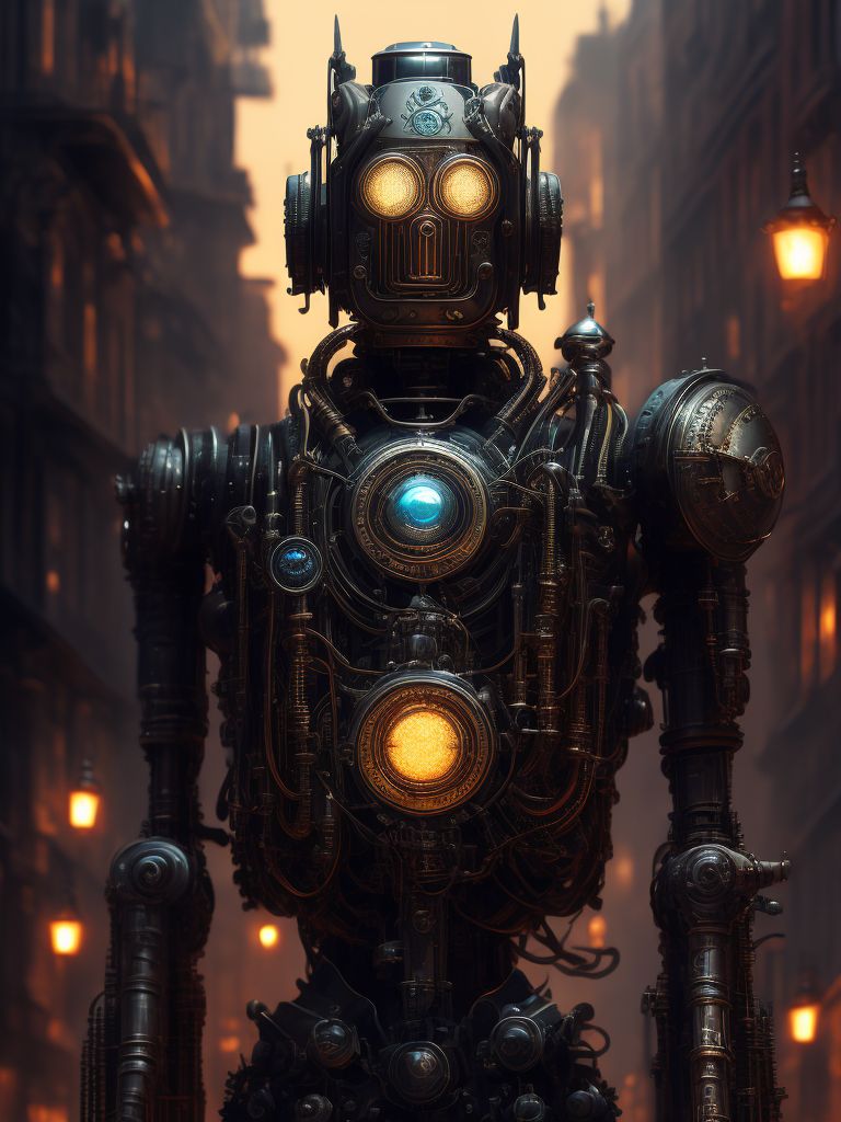 gloomy-weasel24: metal robot with eyes and mouth, steampunk, victorian ...