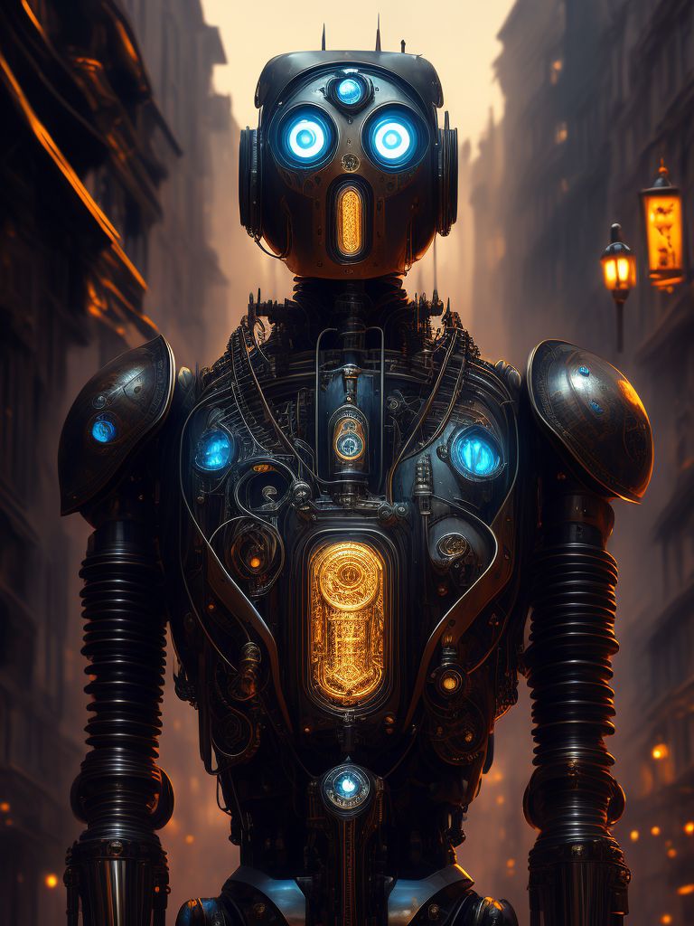 gloomy-weasel24: metal robot with eyes and mouth, steampunk, victorian ...