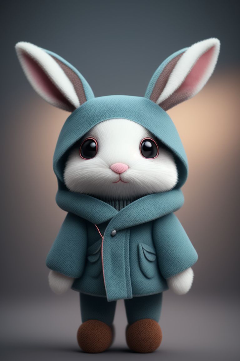 E-lemon: cute rabbit wears a raincoat