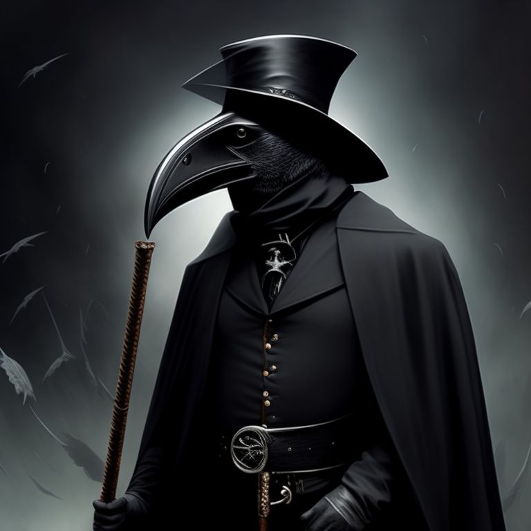 whole-slug974: Plague doctor with a demonic book crows on his shoulder ...