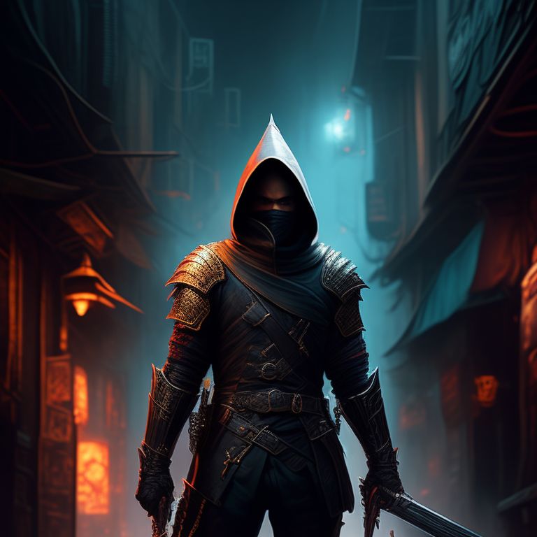 Assassin, blade, dark, fantasy, killer, person, weapon icon