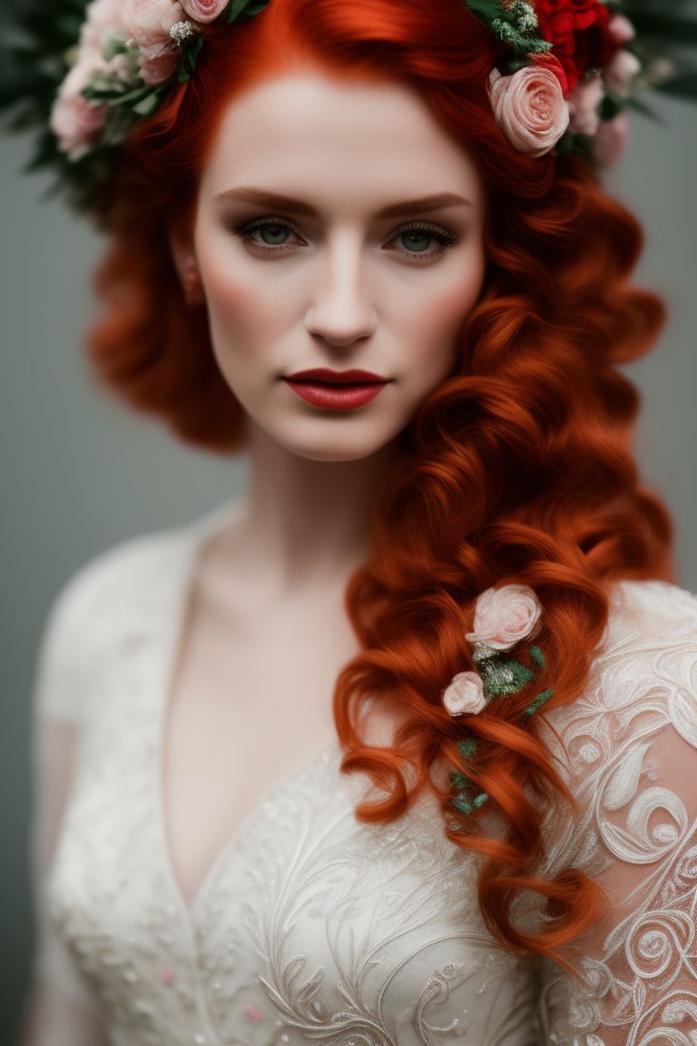 Wedding dress red outlet hair