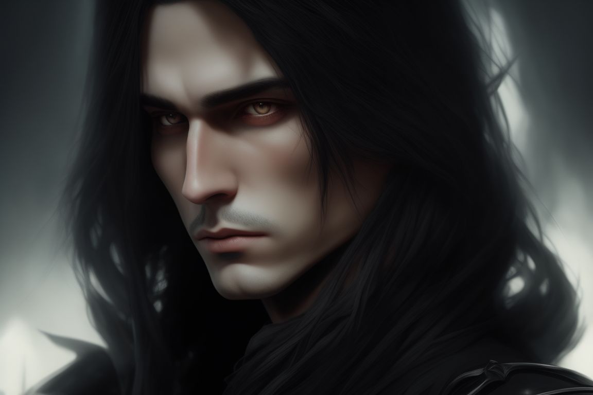 muddy-coyote967: [stunningly beautiful Male Vampire] goth Renaissance [Long  White hair] perfect and detailed angular sharp oval shaped human face