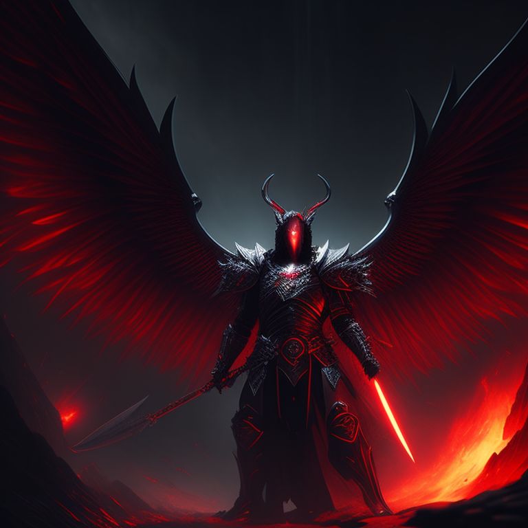 grouchy-bat889: a demonic winged warrior defeats a knight that bowed to the demonic  winged warrior