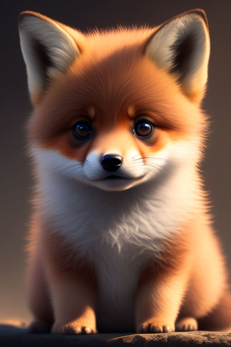 cute cartoon fox with big eyes