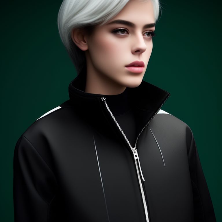 Hannalux: Femboy, tomboy, with male featurers, wears a black and white  green jacket, no gender, no binarie, androgine, geek