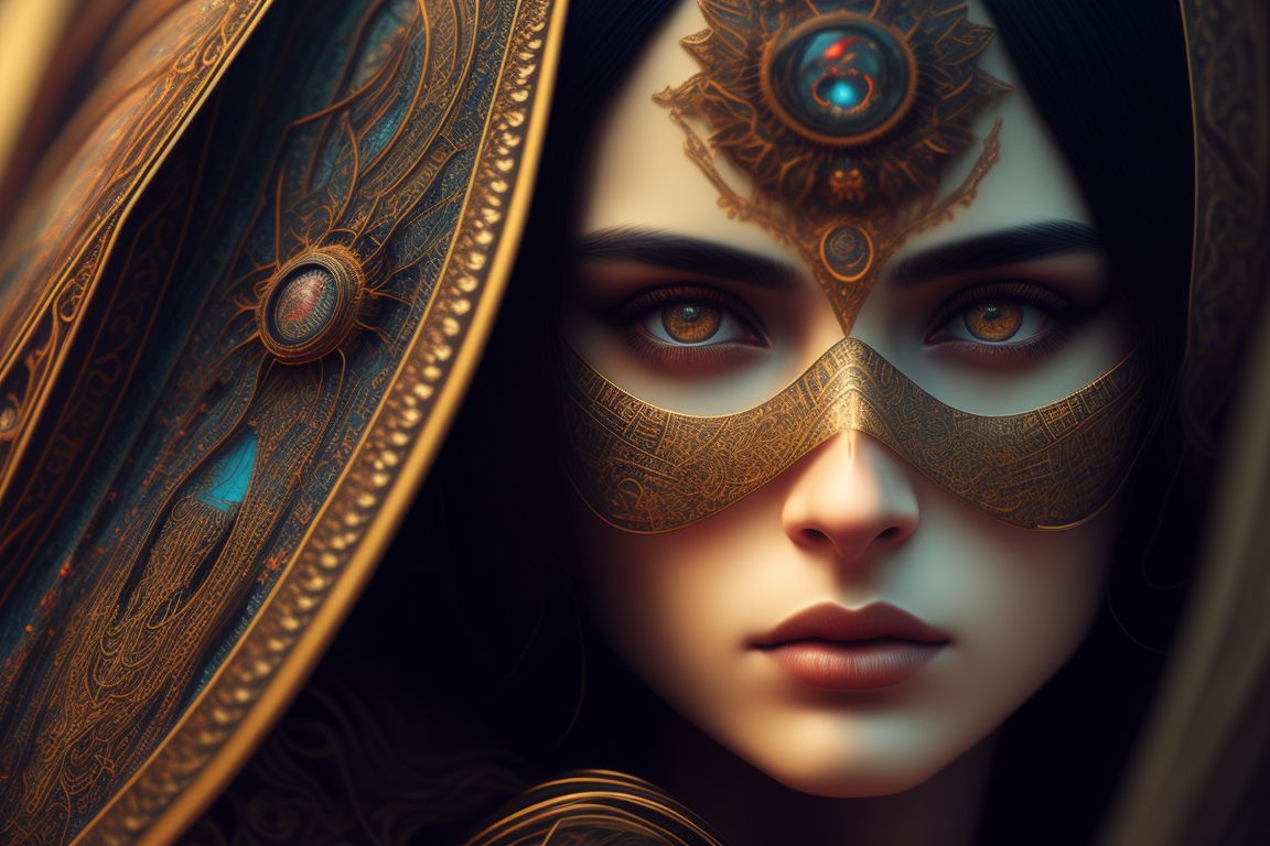 offbeat-mouse72: centered, half body, Portrait of an exotic beautiful ...